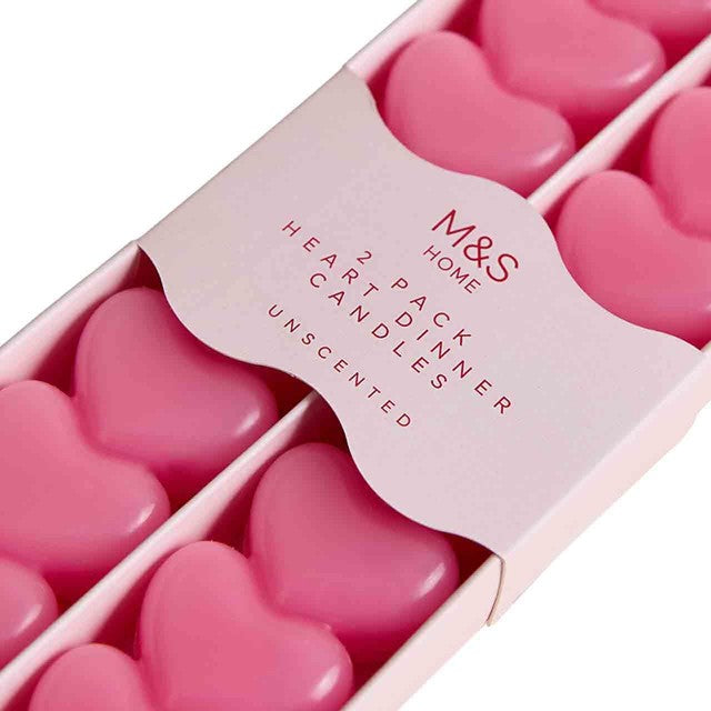 M&S heart dinner candles 26.8 cm pack of two (British brand)