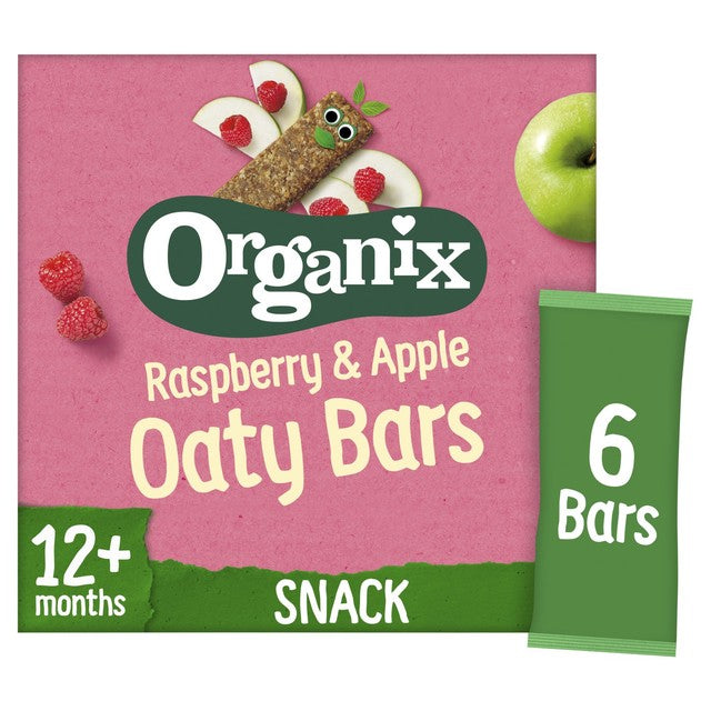 Organix Soft Oaty Bars Raspberry & Apple 6 x 23g, imported from the UK