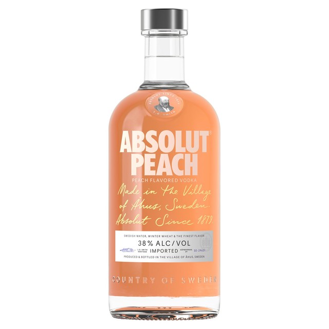 Absolut peach flavoured vodka - British product