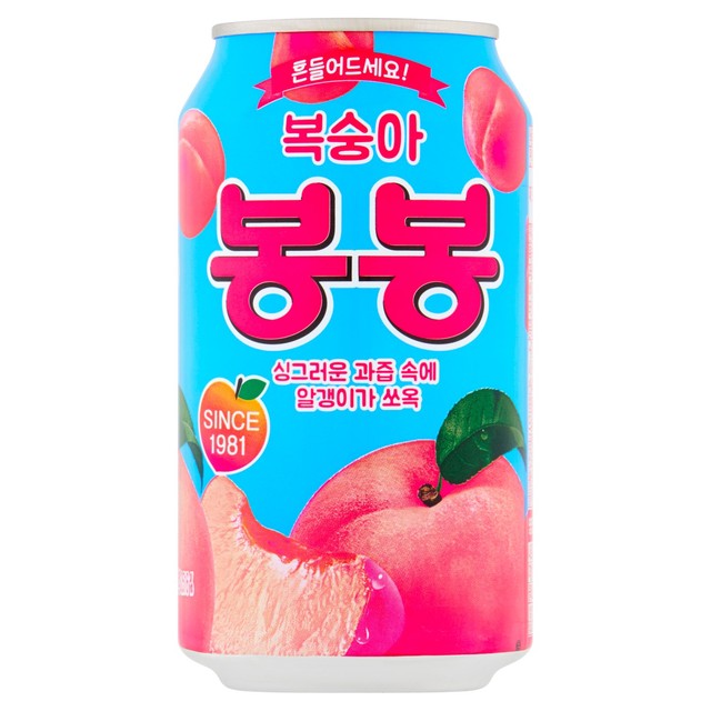 Haitai Peach Bongbong canned juice drink with peach pieces, imported from the UK
