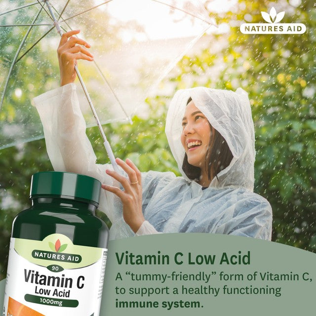 Natures Aid Low Acid Vitamin C 1000mg Tablets, imported from the UK