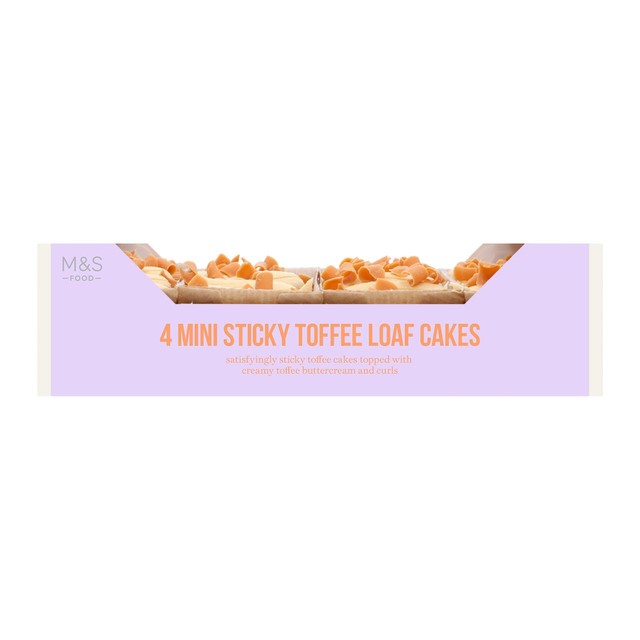 M&S sticky toffee mini loaf cakes 294g, imported from the UK