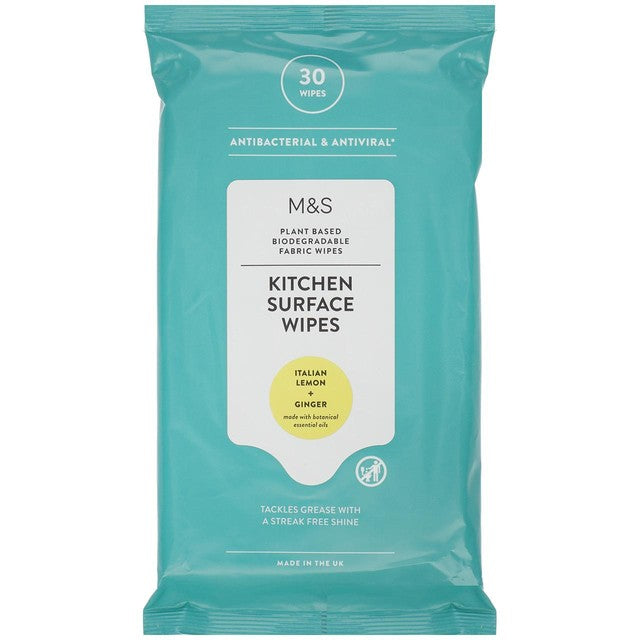 M&S Kitchen Surface Wipes Lemon Ginger 30 Pack (British brand)