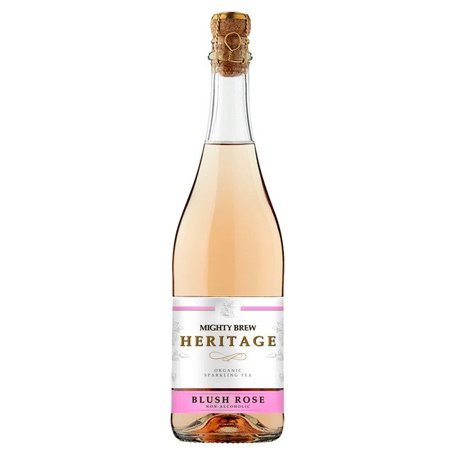 Mighty Brew Heritage Blush Rose Organic Kombucha 750ml, imported from the UK