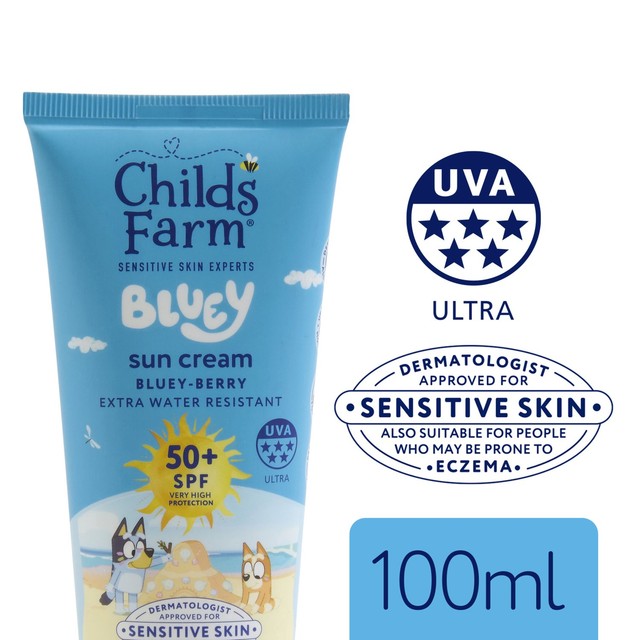 Childs Farm Bluey SPF50+ sun cream for children, UK version