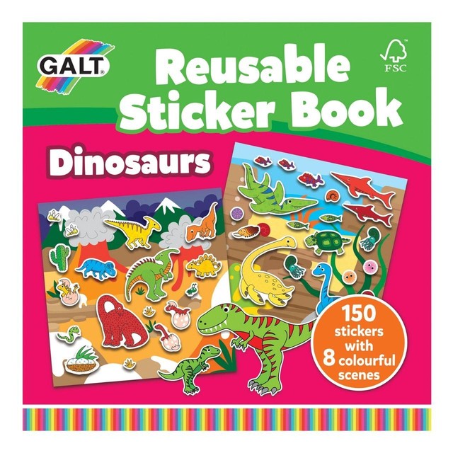 Galt Dinosaurs reusable sticker book 21x21cm, UK version