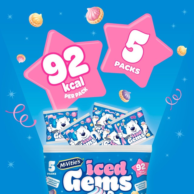 McVitie's Iced Gems biscuits with raspberry, blackcurrant and lemon flavour icing 5-pack, imported from the UK