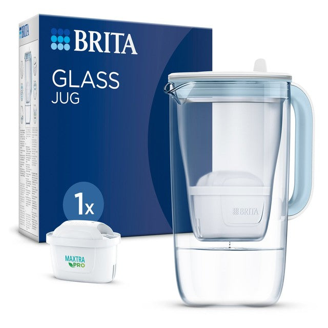 Brita glass water filter jug light blue 2.5L - British product