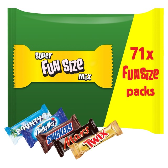 Mars assorted funsize chocolate bars party bag 1.425kg, imported from the UK