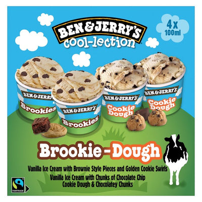 M&S Ben & Jerry's Brookie Dough Cool-lection Ice Cream Mini Cup Multipack 4x 100ml- Buy online at McGrocer