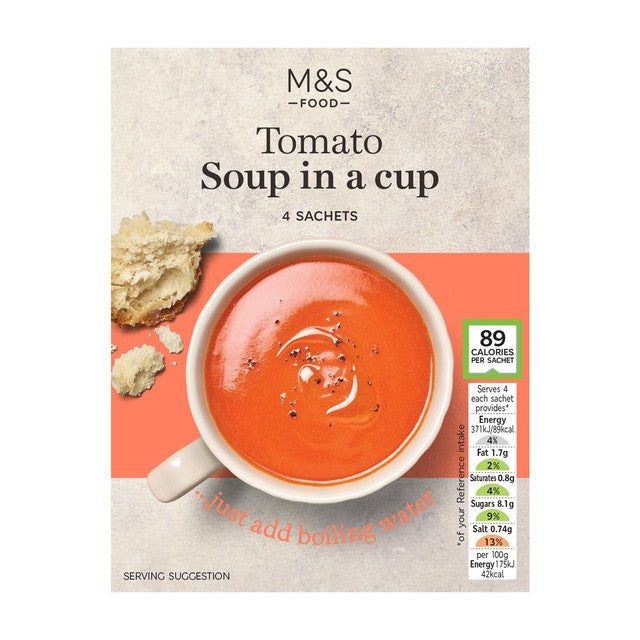 M&S Tomato Cup Soup 4 x 22g, imported from the UK