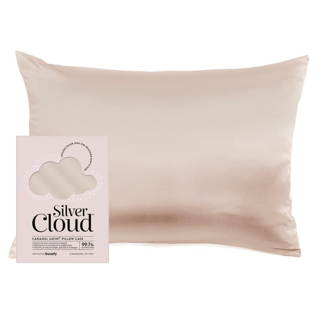 Silver Cloud caramel satin pillowcase with silver ions 50 x 75 cm (British brand)