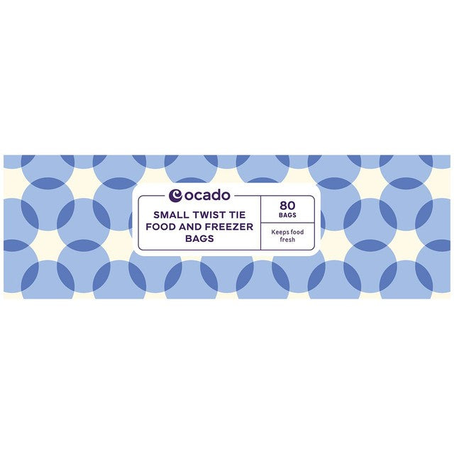 Ocado small twist tie food and freezer bags 80 pack, imported from the UK
