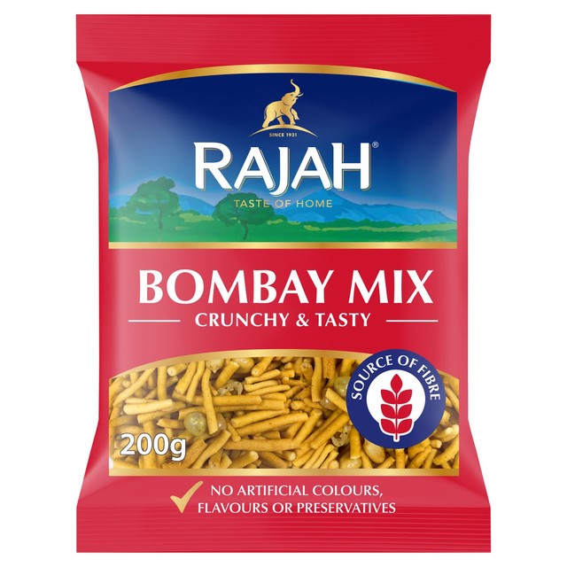 Rajah Bombay Mix savory snack 200g, imported from the UK