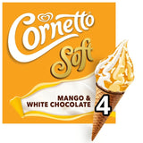 Wall's Cornetto Soft Mango White Chocolate ice cream cones pack of 4 x 140ml - British product
