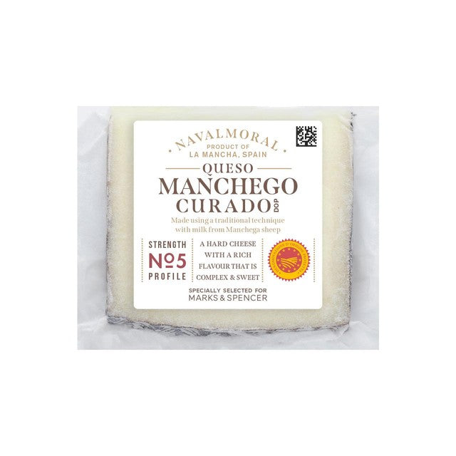 M&S Manchego Curado hard cheese 200g, imported from the UK