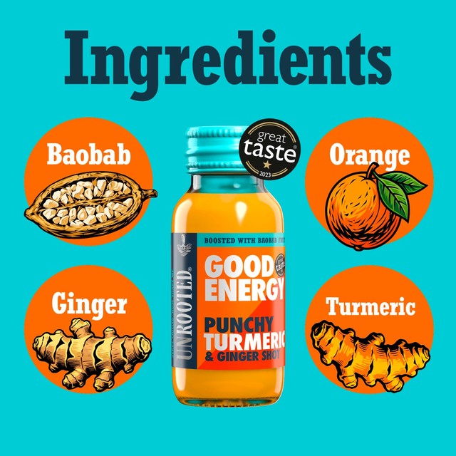 Unrooted Turmeric Ginger Baobab health shot 60ml (British brand)