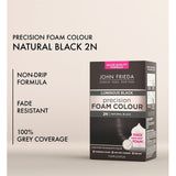 John Frieda Foam Hair Colour Natural Black 2N Kit, UK version
