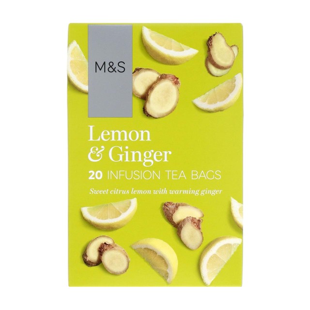 M&S Zitronen- und Ingweraufguss-Kräuterteebeutel 20 Teebeutel, importiert aus dem Vereinigten Königreich