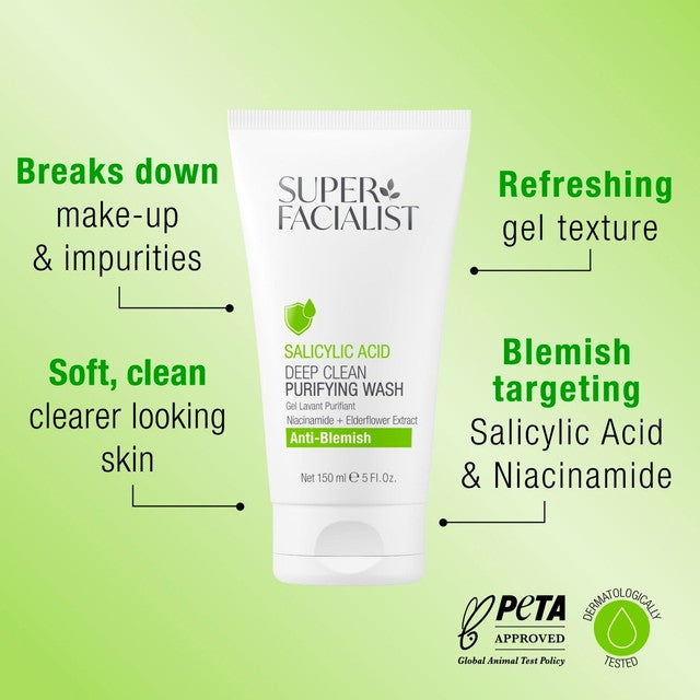 Super Facialist Salicylic Acid Anti-Blemish Purifying Cleansing Wash 150ml (British brand)
