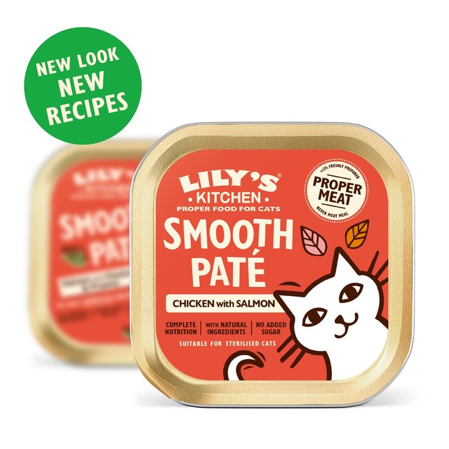 Lily's Kitchen cat food pate chicken and salmon, imported from the UK