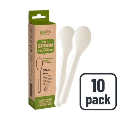 M&S BioPak White Paper Spoons Eco-Friendly Cutlery 10 per pack- Buy online at McGrocer