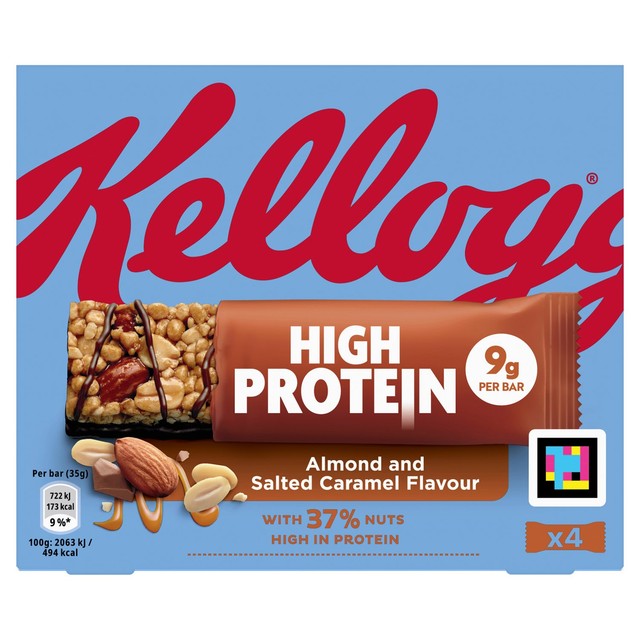 Kellogg's High Protein Salted Caramel & Almond Cereal Bar 4 x 35g, UK version