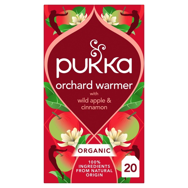 Pukka Herbs wild apple and cinnamon with ginger herbal tea bags 20 teabags, imported from the UK