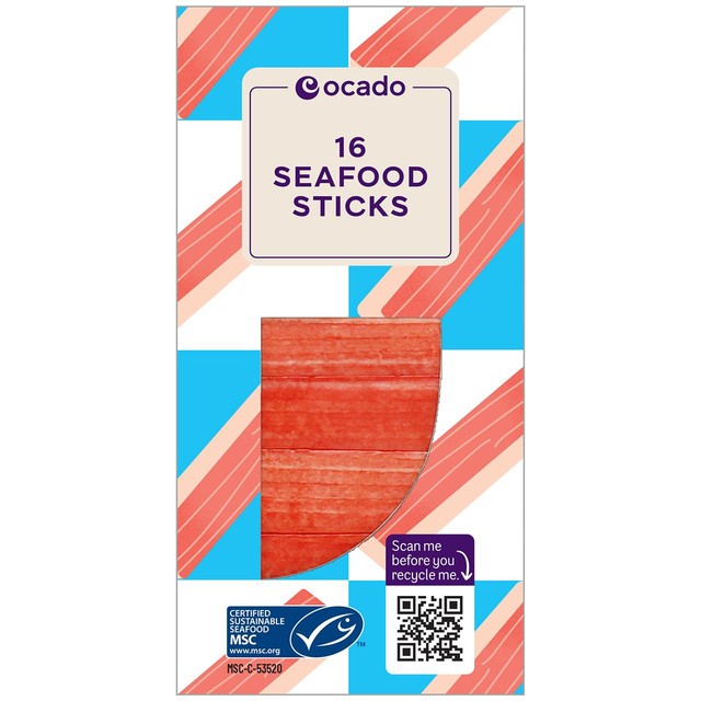 Ocado Crab Flavoured Seafood Sticks 250g, imported from the UK