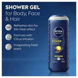 NIVEA MEN Power Shower Gel, imported from the UK