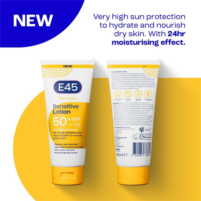 E45 SPF 50+ sun cream lotion 180ml, UK version