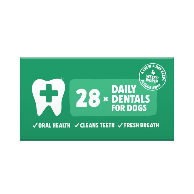 Denzel's medium dog dental chews with peanut butter, peppermint, and parsley, 28x30g pack - British product