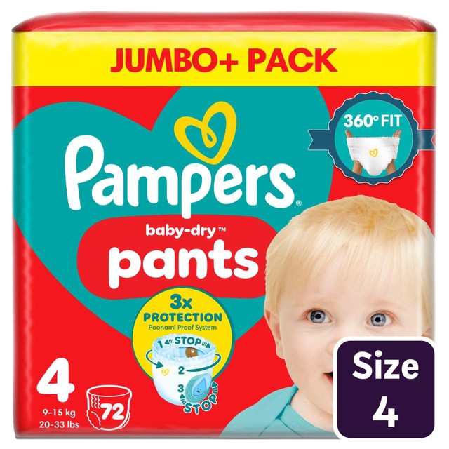 Pampers Baby-Dry Nappy Pants Size 4, imported from the UK