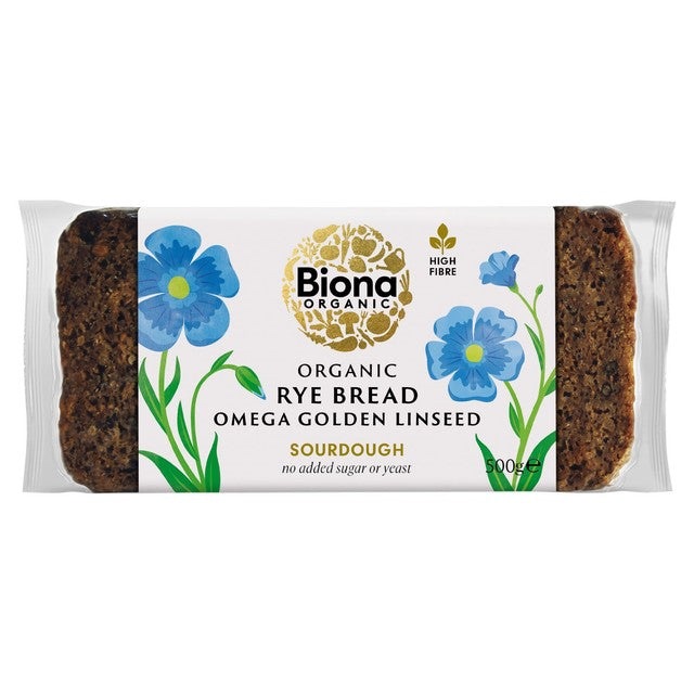 Biona Rye Bread with Golden Linseed 500g - British product