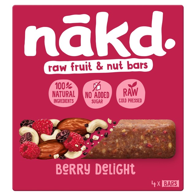 Nakd Berry Delight fruit and nut bars 4 x 35g, imported from the UK