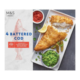 M&S battered cod fillets frozen 500g, imported from the UK