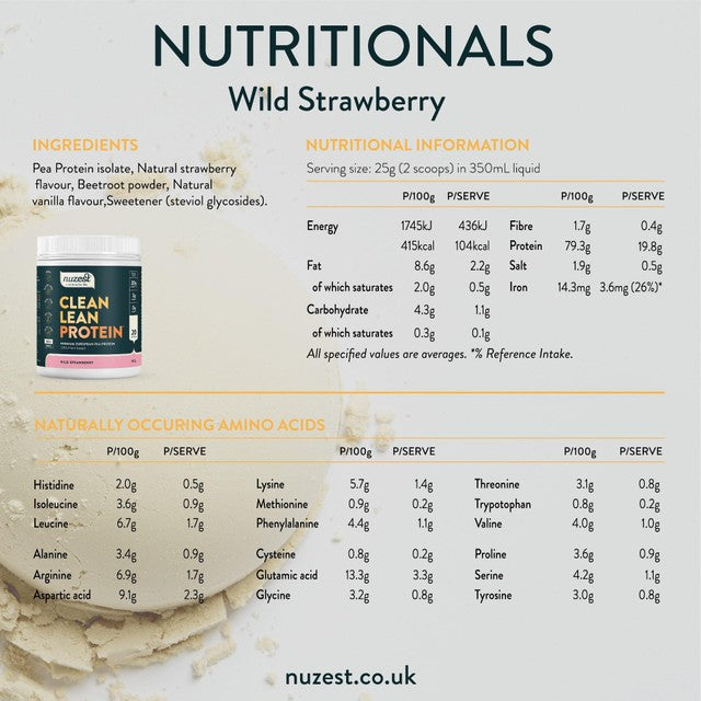 Nuzest wild strawberry protein powder 500g, imported from the UK