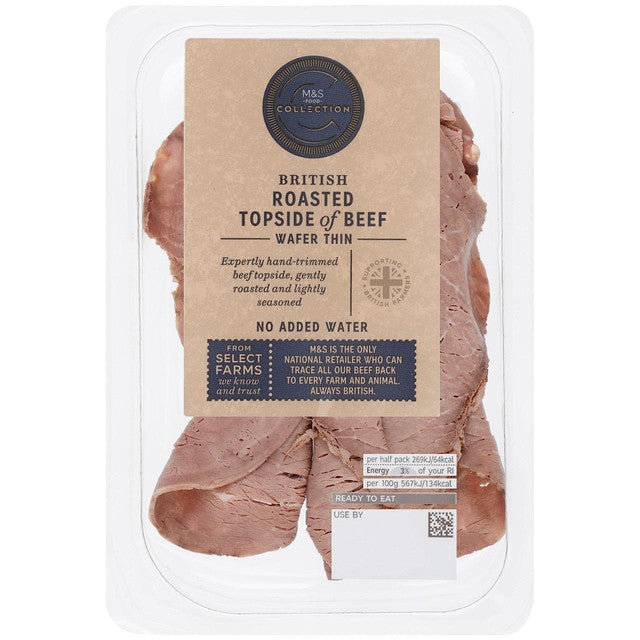 M&S wafer thin roast beef slices 95g, imported from the UK