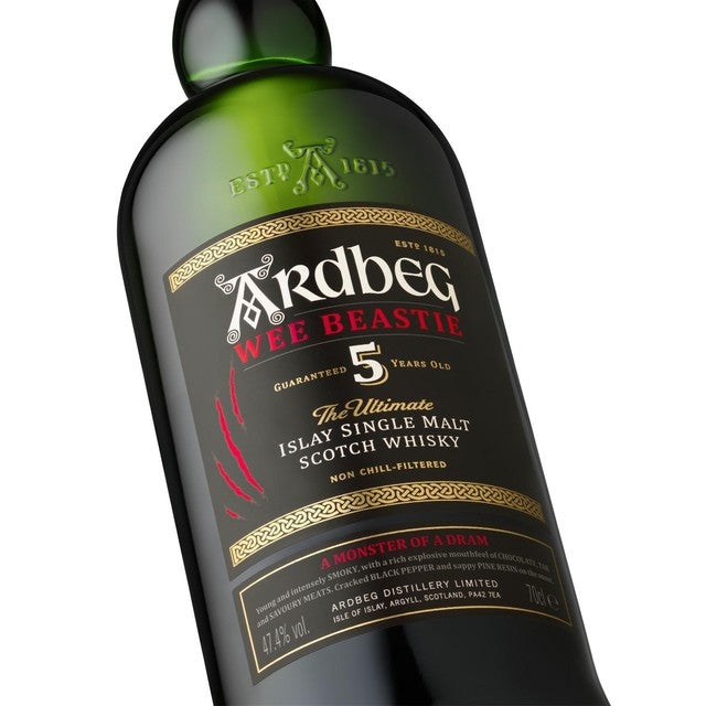 Ardbeg WeeBeastie intensely smoky single malt whisky 5 years old non chill-filtered - British product