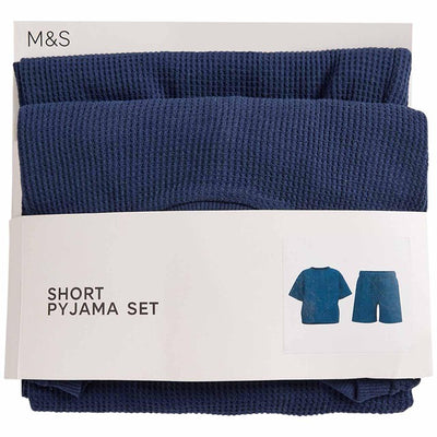 شورت بيجاما وافل M&S نيلي مقاس 2-3 سنوات