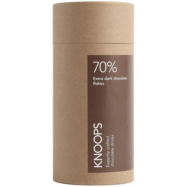 Knoops 70% extra dark hot chocolate flakes 250g, UK version