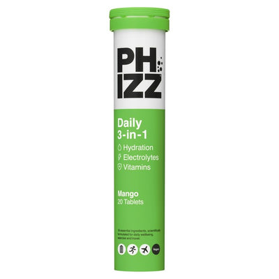 Phizz Mango Hydration Electrolyte Vitamin Effervescent Tablets 20 Tablets