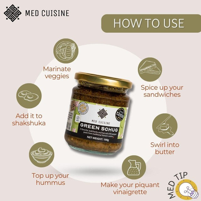 Med Cuisine Green Schug spicy paste 190g, UK version