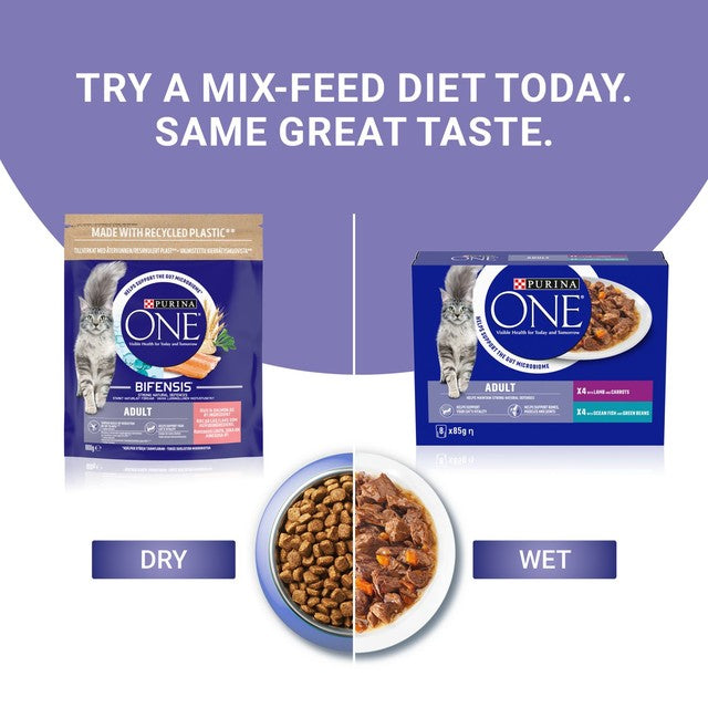 Purina One salmon dry cat food 800g, imported from the UK