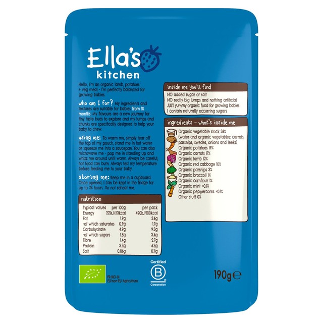 Ella's Kitchen lamb roast dinner baby food pouch 190g - British product