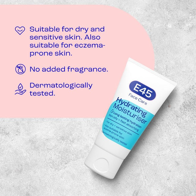 E45 face moisturiser for dry skin 50ml - British product