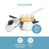 KitchenCraft large chip fryer with basket and lid 20cm, UK version