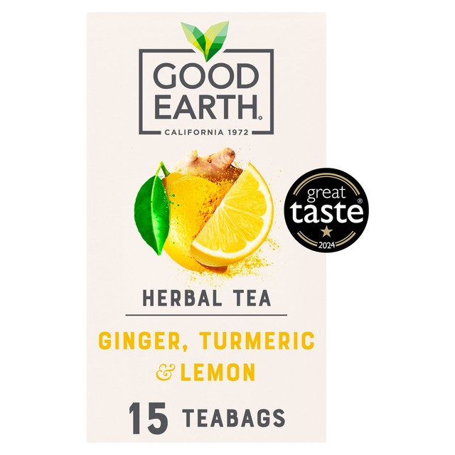 Good Earth Lemon, Ginger & Turmeric flavoured tea bags 15 count, UK version