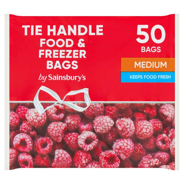 Sainsburys Medium Tie Handle Food Freezer Bags x50
