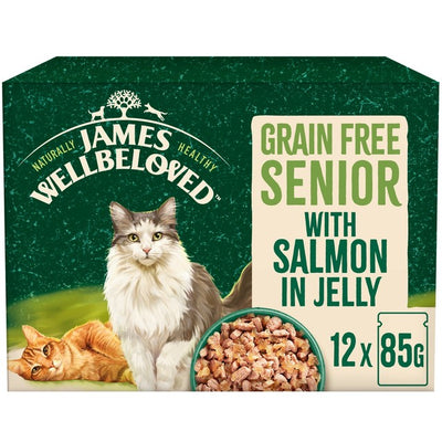 M&S James Wellbeloved Grain Free Senior Wet Cat Food Salmon in Jelly Pouches- Buy online at McGrocer